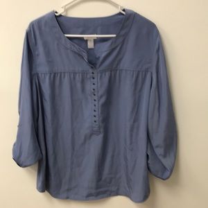 Chico’s blue roll up sleeve blouse